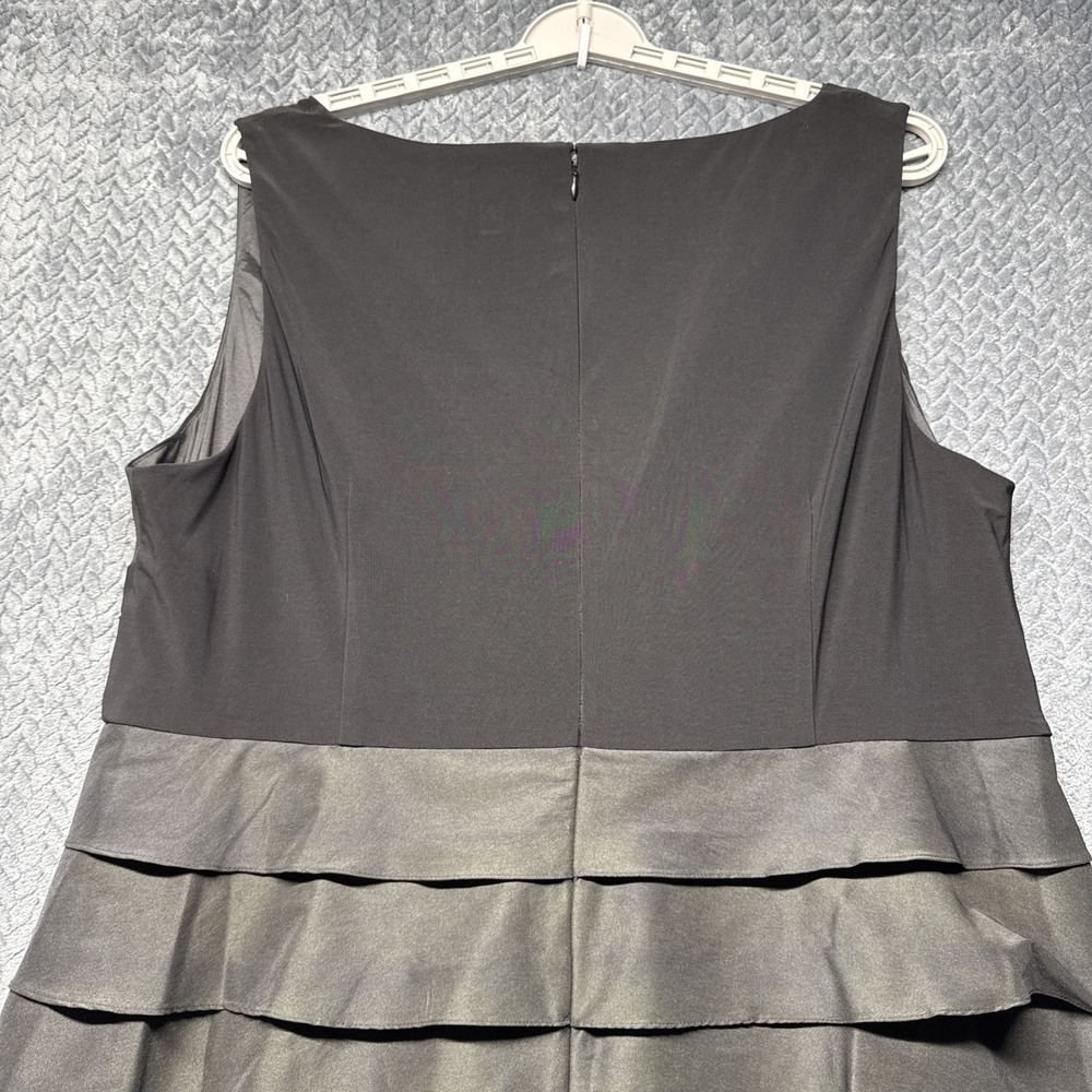 Adrianna Papell Woman 20W Black Tiered Cocktail Dress Sleeveless V-Neck - Picture 7 of 12